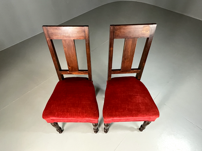 EB6328 2 Vintage Danish Dining Chairs Pine Beech Red Antique 1920s VDIN