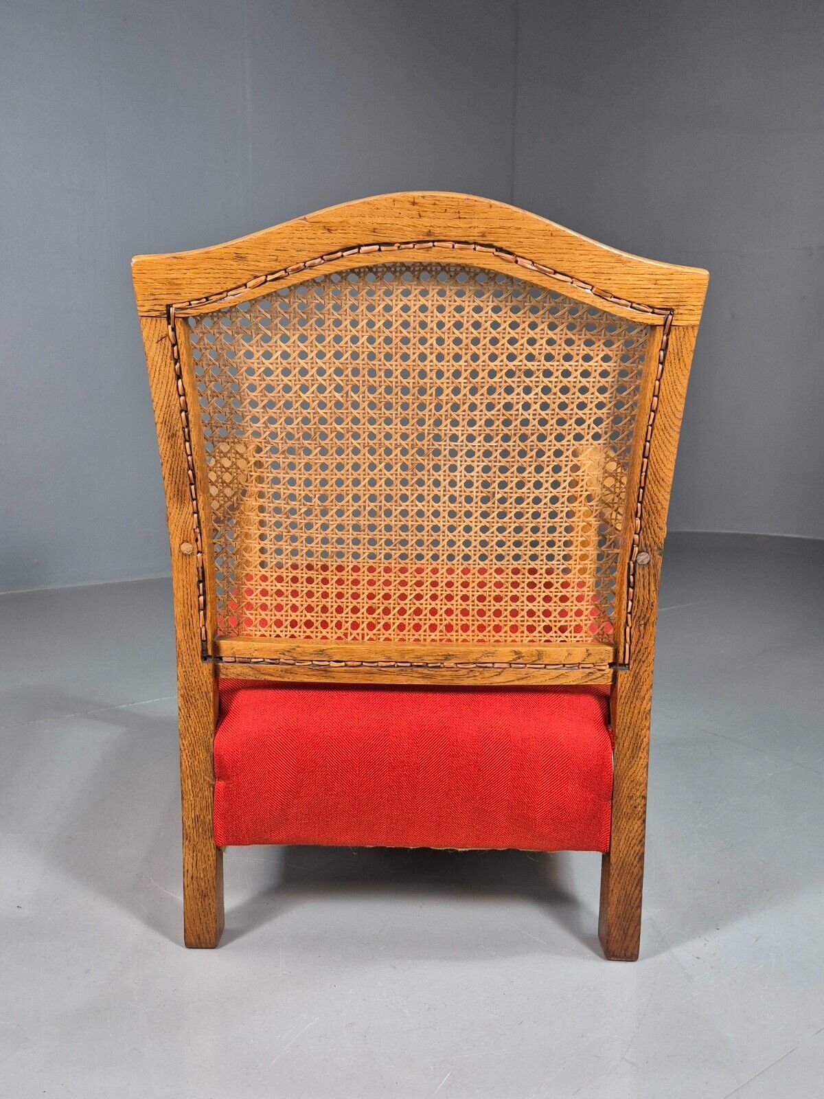 Vintage Lounge Chair Red Upholstery Bergere Back Edwardian Antique EB7825 VBER