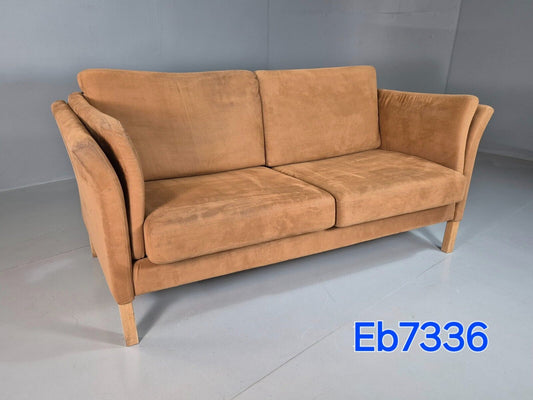 EB7336 Vintage Danish 2 Seat Sofa Faux Suede Skalma Brand Retro MCM M2SS