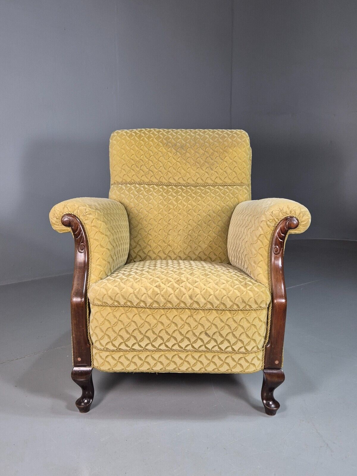 Vintage Danish Lounge Chair Gold Moquette Art Deco 1930s Antique EB8223 VCLO