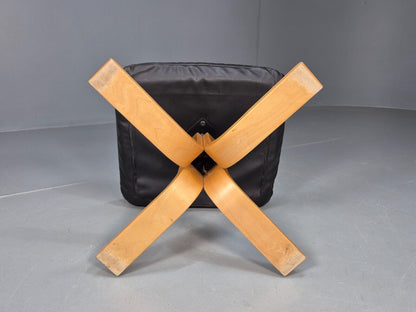 Vintage Danish Footstool Black Leather Bentwood 1980s Retro EB8641 MFOO