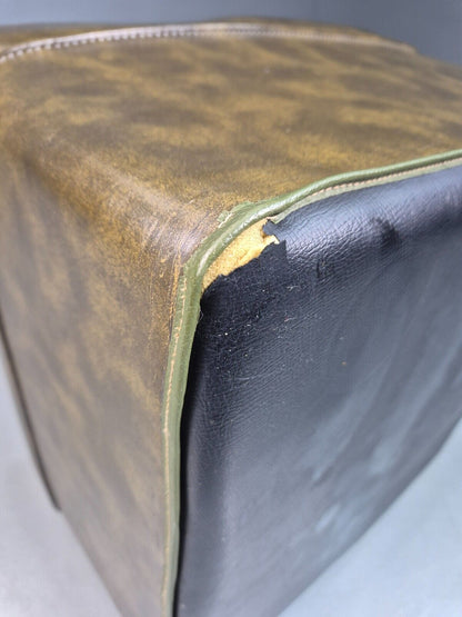 Vintage Footstool Ottoman Pouffe Green Vinyl Chesterfield Retro 1970 EB8225 MFOO