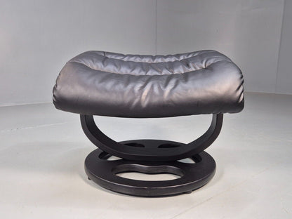 Vintage Danish Footstool Black Leather Bentwood 1990s Retro EB8364 MFOO