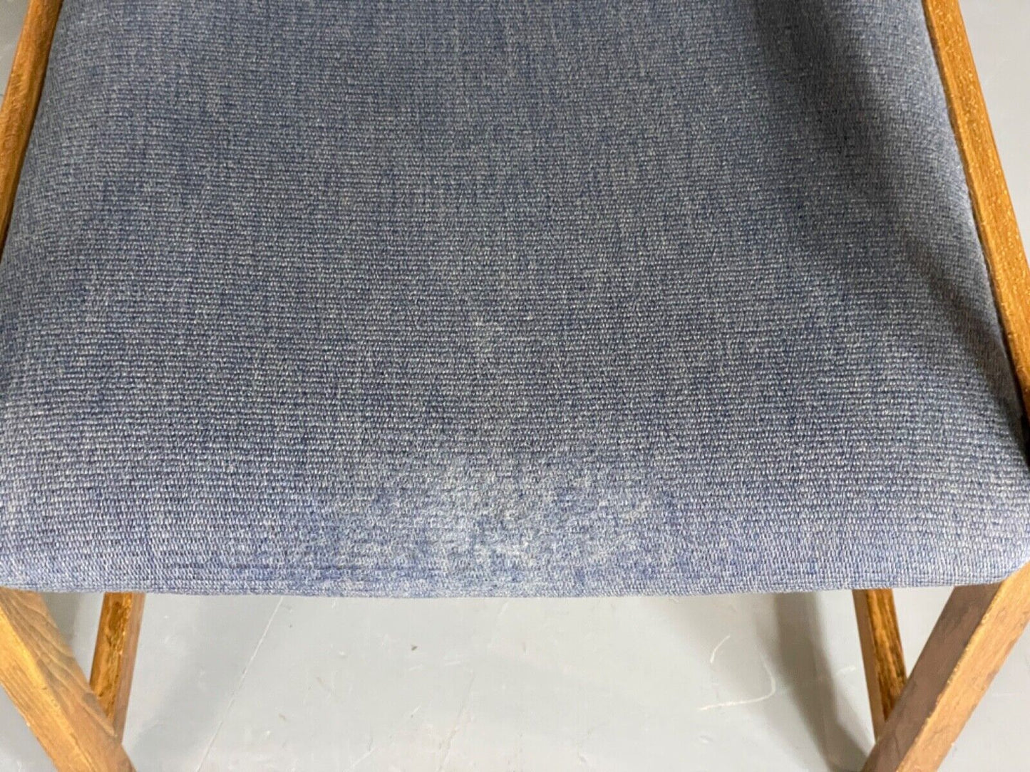 EB6148 Vintage Elbow Chair by Slagelse Oak Blue Cotton Danish Lounge MDIN