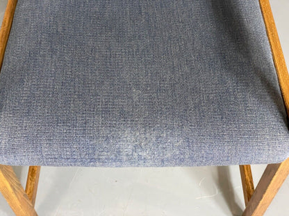 EB6148 Vintage Elbow Chair by Slagelse Oak Blue Cotton Danish Lounge MDIN