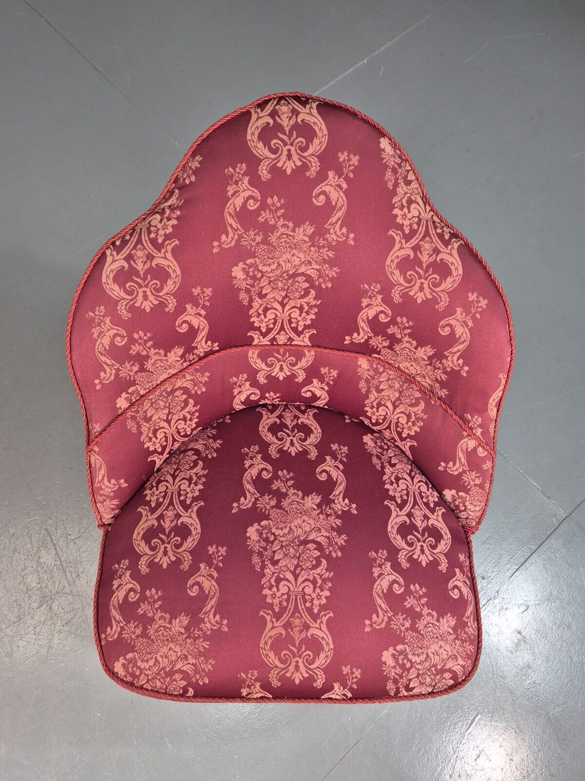 Antique Danish Occasional Chair Pink Satin Floral Motif Oak Brass EB8051 VCLO