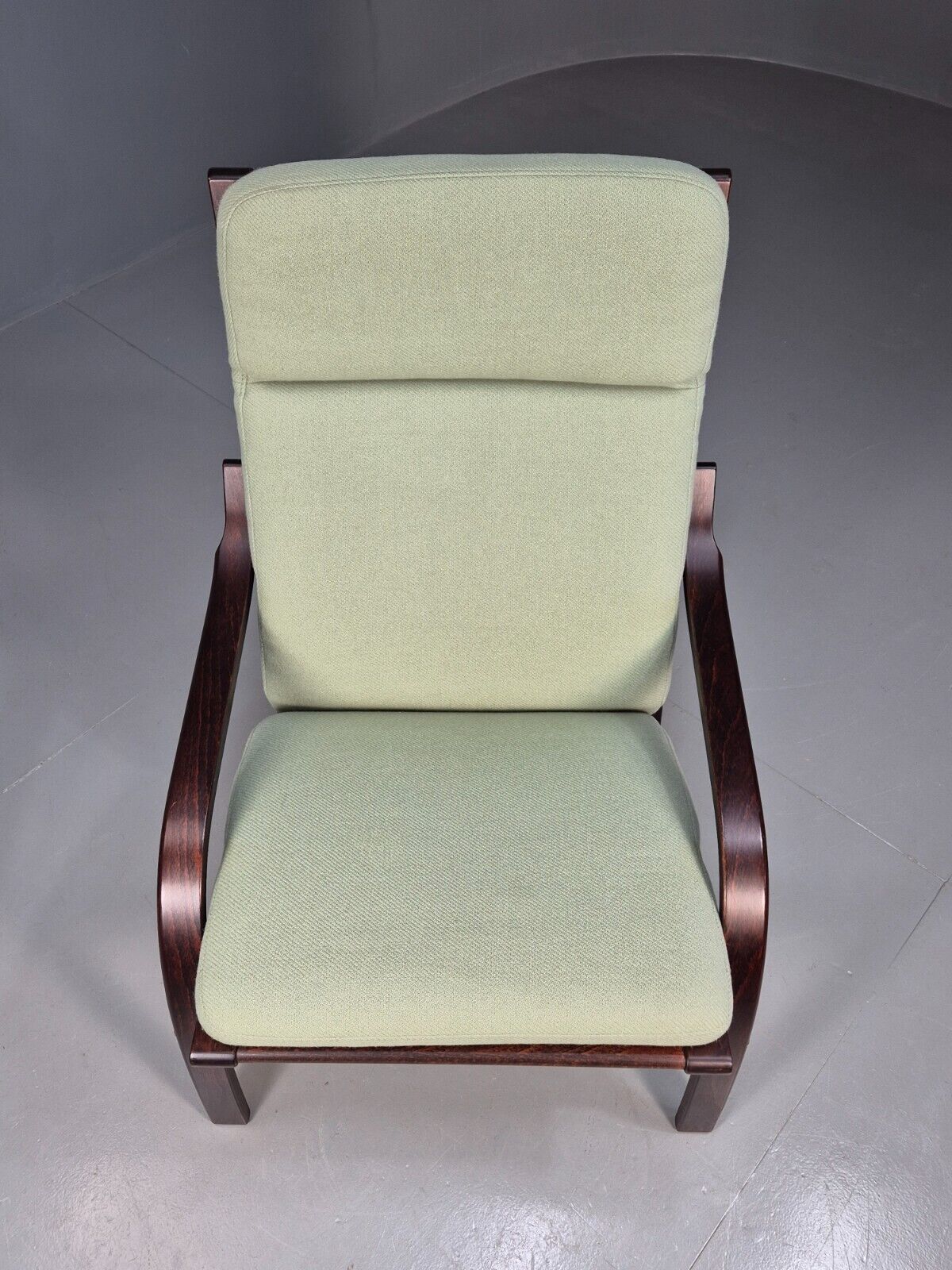 Vintage Danish Lounge Chair Mint Green Wool Bentwood Stouby 1980s EB8535 MBEN