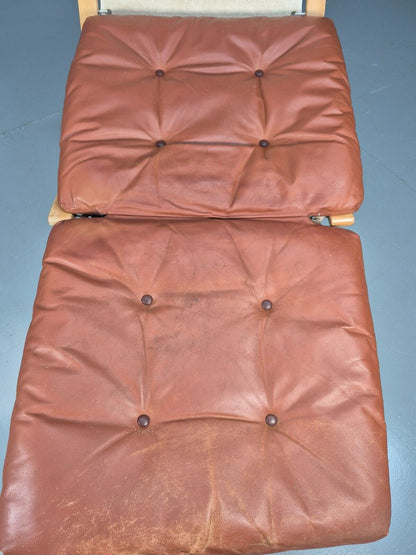 Vintage Danish Lounge Chair Tan Leather Bentwood Siesta Relling MCM EB8734 MBEN