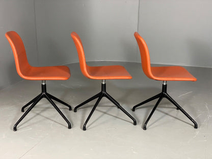 EB6130 Modern Swivel Bar Chairs Set Orange Vegan Faux Leather Retro Style MDIN