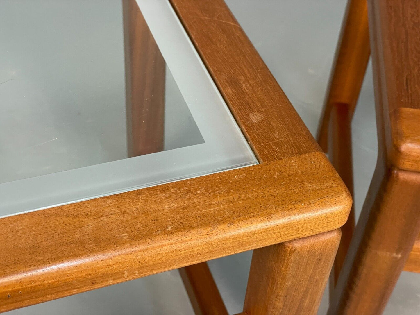 Vintage Teak And Glass Nesting Tables Retro 1980s EB8407 MWOO