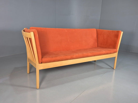 Vintage Danish 3 Seat Sofa Orange Stickback Kvist Retro MCM EB7468 M3SS