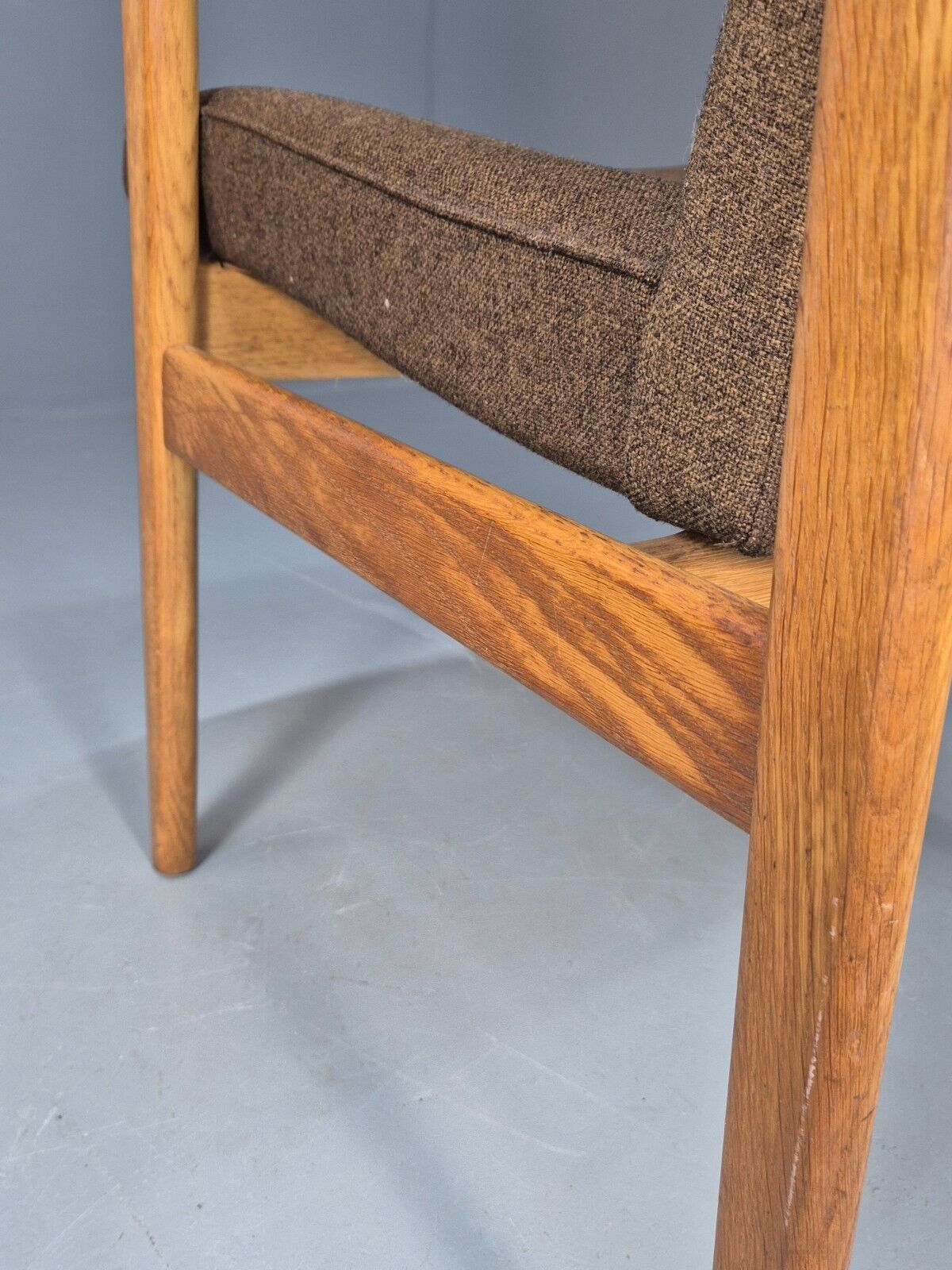 Vintage Danish Elbow Chair Green Wool Oak Frame Hong Stolefabrik MCM EB8485 MDIN