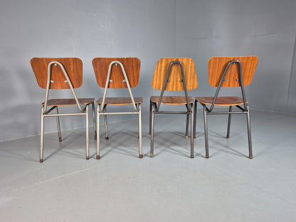 4 Danish Stacking Chairs Harlequin Set Teak Steel Mid Century Retro EB8334 MSTA