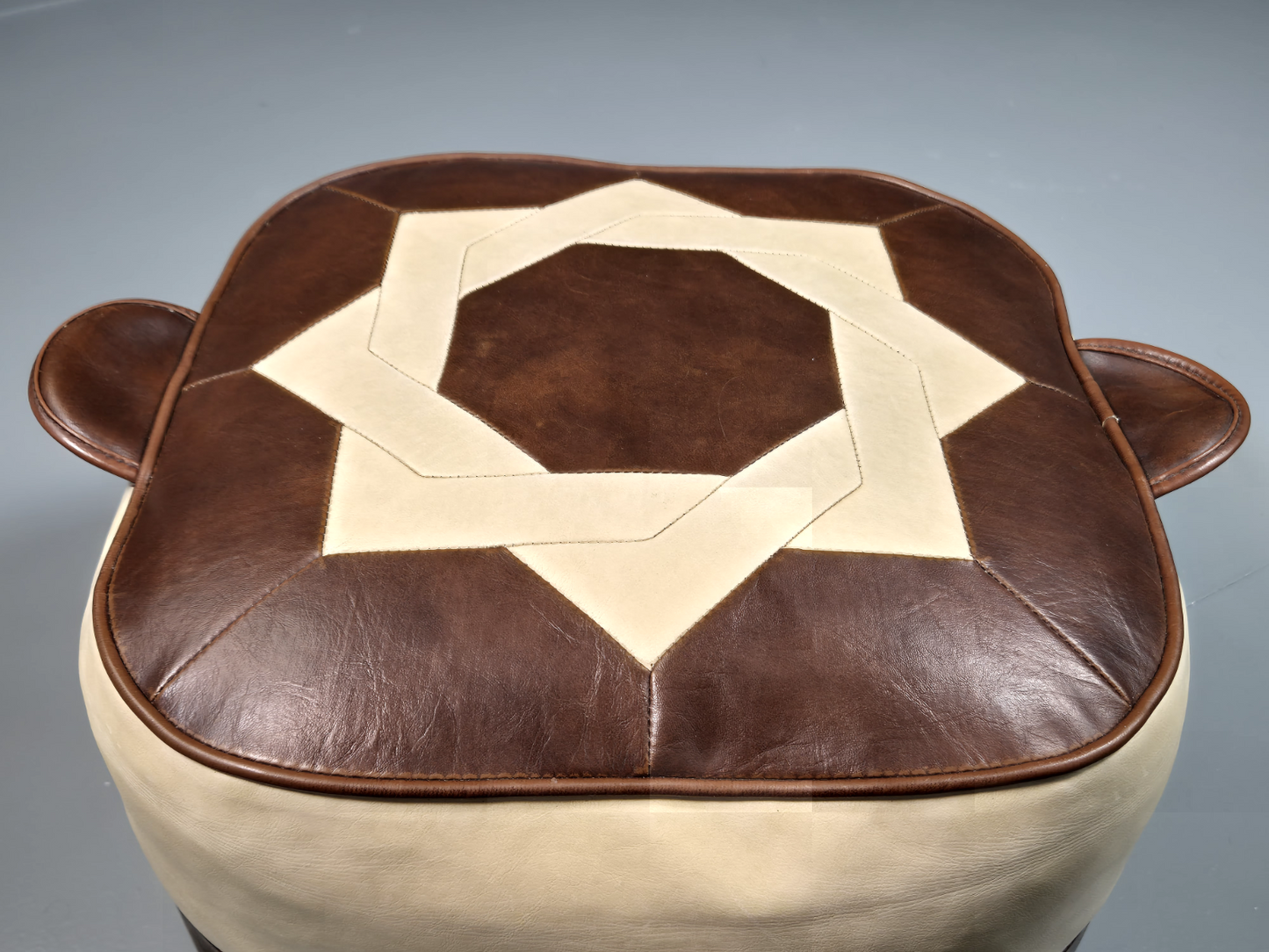 EB7125 Vintage Sherbourne Foofstool Pouffe Brown and Cream Retro Vintage MFOO