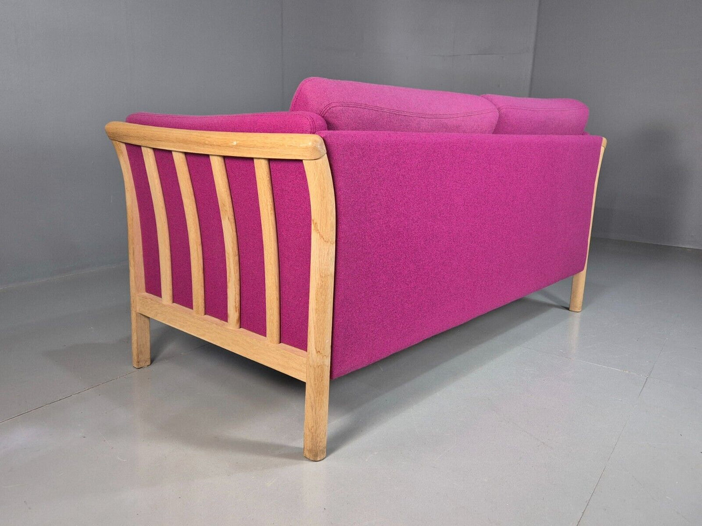 Vintage Danish 2 Seat Sofa Pink Wool Oak Frame Skalma MCM Retro EB7610 M2SS