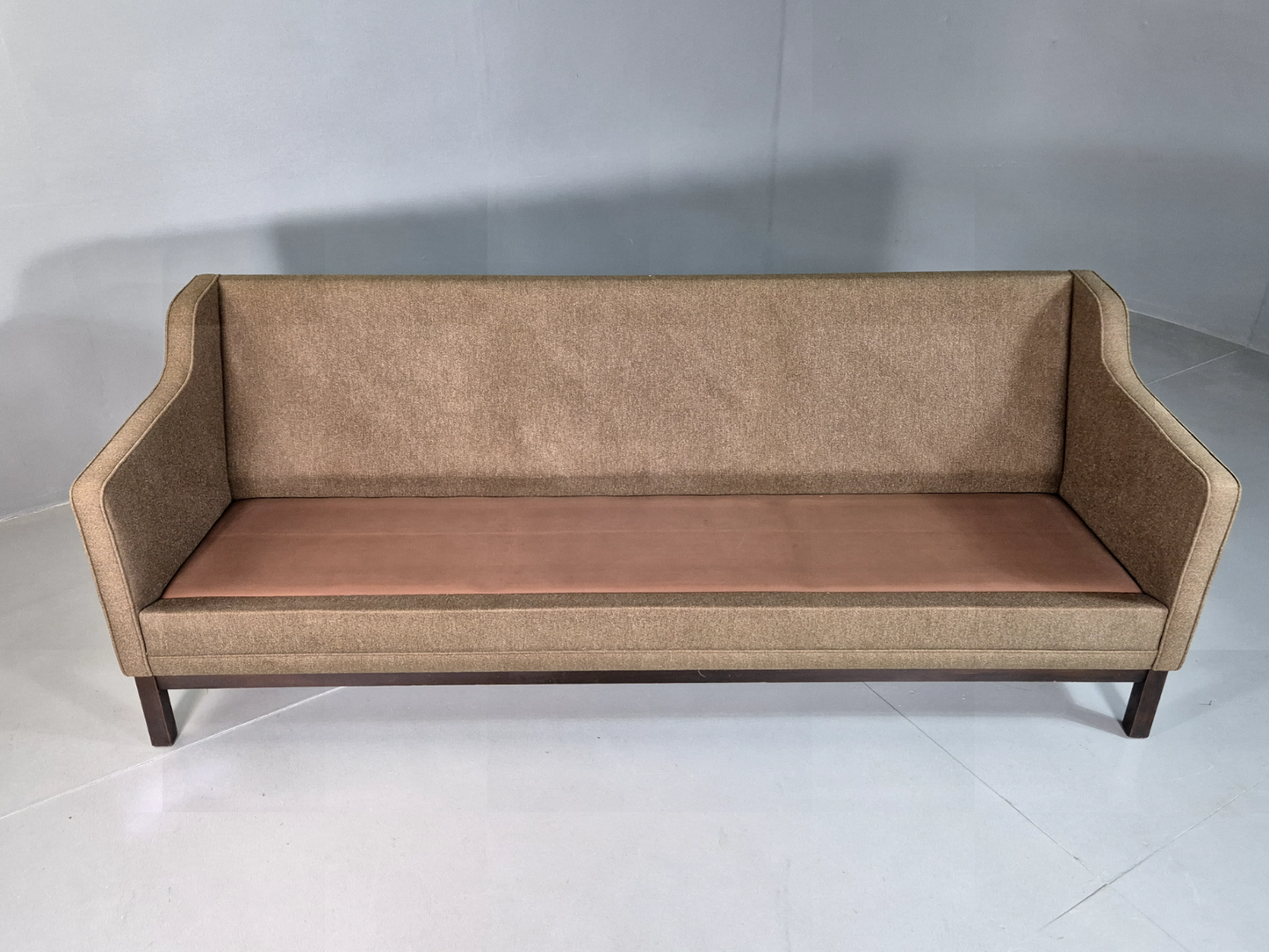 Vintage Danish 3 Seat Sofa Khaki Wool Upholstery Mogensen Retro MCM EB7266 M3SS