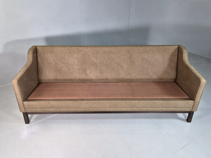 Vintage Danish 3 Seat Sofa Khaki Wool Upholstery Mogensen Retro MCM EB7266 M3SS