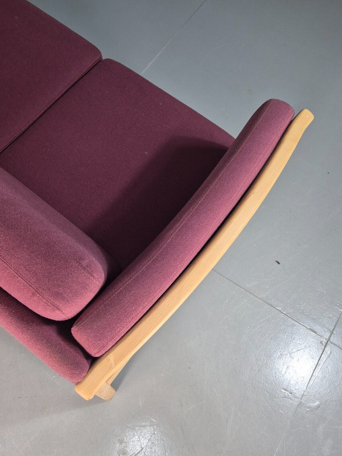 Vintage Danish 2 Seat Sofa Pink Wool Beech Frame Stouby Retro MCM EB7635 M2SS