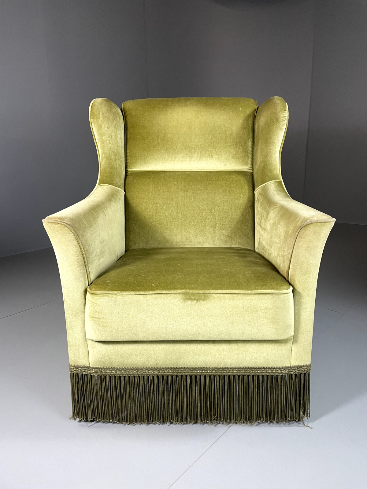 EB5513 Danish Antique Velour High Wing Back Armchair, Retro, Vintage VCLO