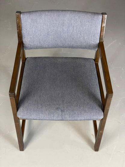 EB6154 Vintage Elbow Chair by Slagelse Oak Blue Cotton Danish Lounge MDIN