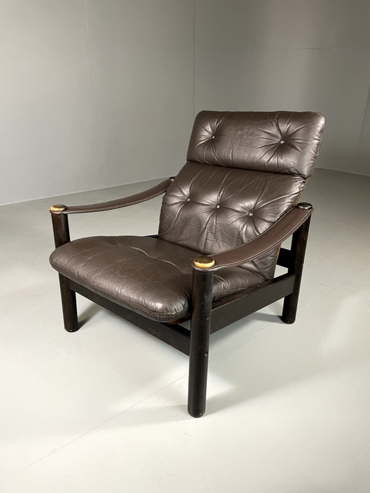 EB6082 Vintage Danish Lounge Chair, Brown, Leather, Jeki, Gehl, Retro, MCM MNOR