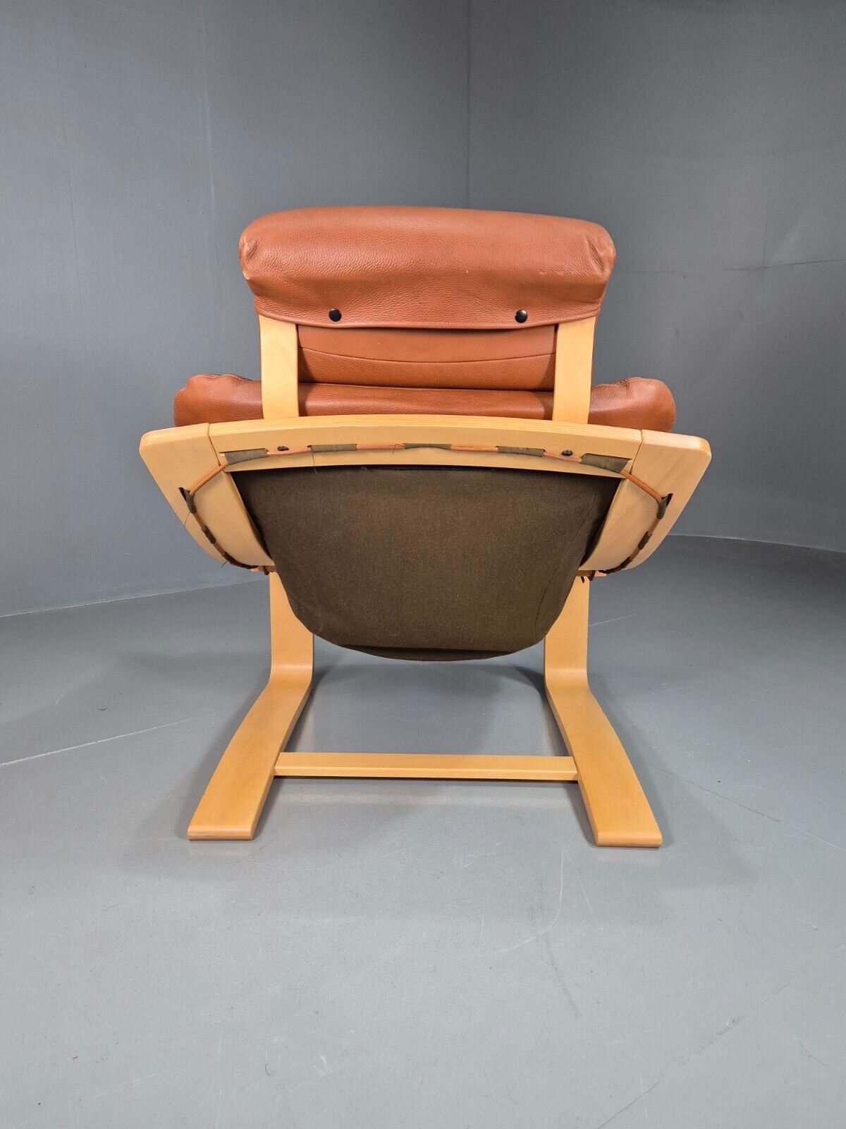 Vintage Lounge Chair Leather Bentwood Krokken Fribytter Retro MCM EB7420 MBEN