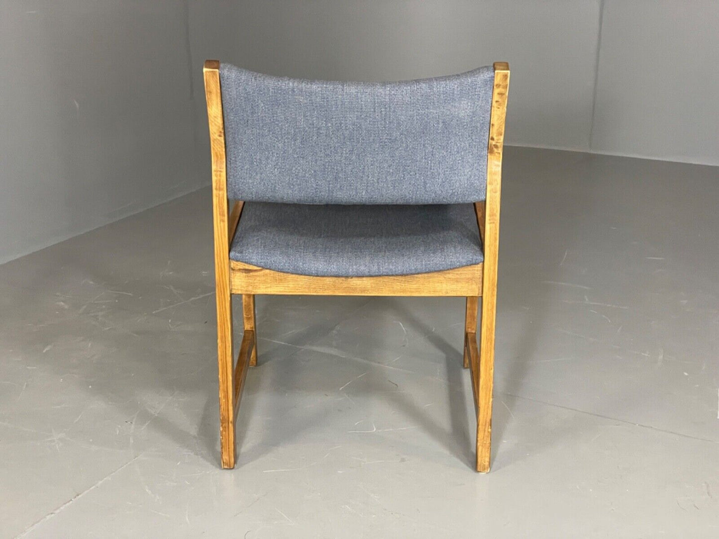 EB6144 Vintage Elbow Chair by Slagelse Oak Blue Cotton Danish Lounge MDIN