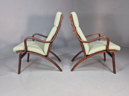 Pair Of Vintage Danish Stouby Mint Green Bentwood Armchairs EB8521 MBEN