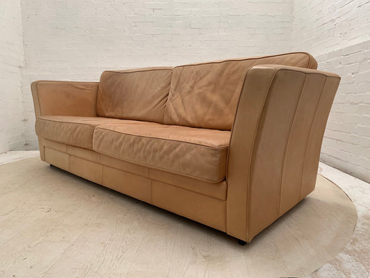 EB3355 Danish Skalma Tan Leather Two to Three Seat Sofa Mid-Century Modern M3SS