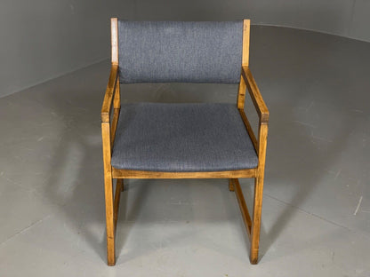 EB6150 Vintage Elbow Chair by Slagelse Oak Blue Cotton Danish Lounge MDIN