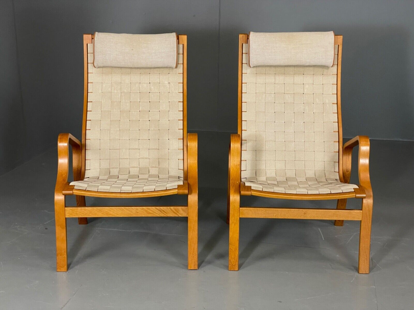 EB6140 Vintage Danish Bentwood Lounge Chairs Finn Østergard Style Beech MCM MBEN