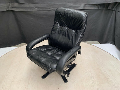 EB2715 Unico Danish Black Leather High-Backed Reclining Swivel Chair MCM MSWI