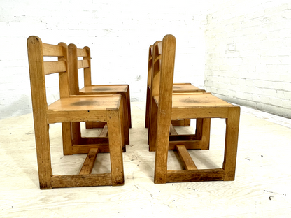 EB4321 Four Danish Children School Chairs, Beech Frame, Vintage. MDIN