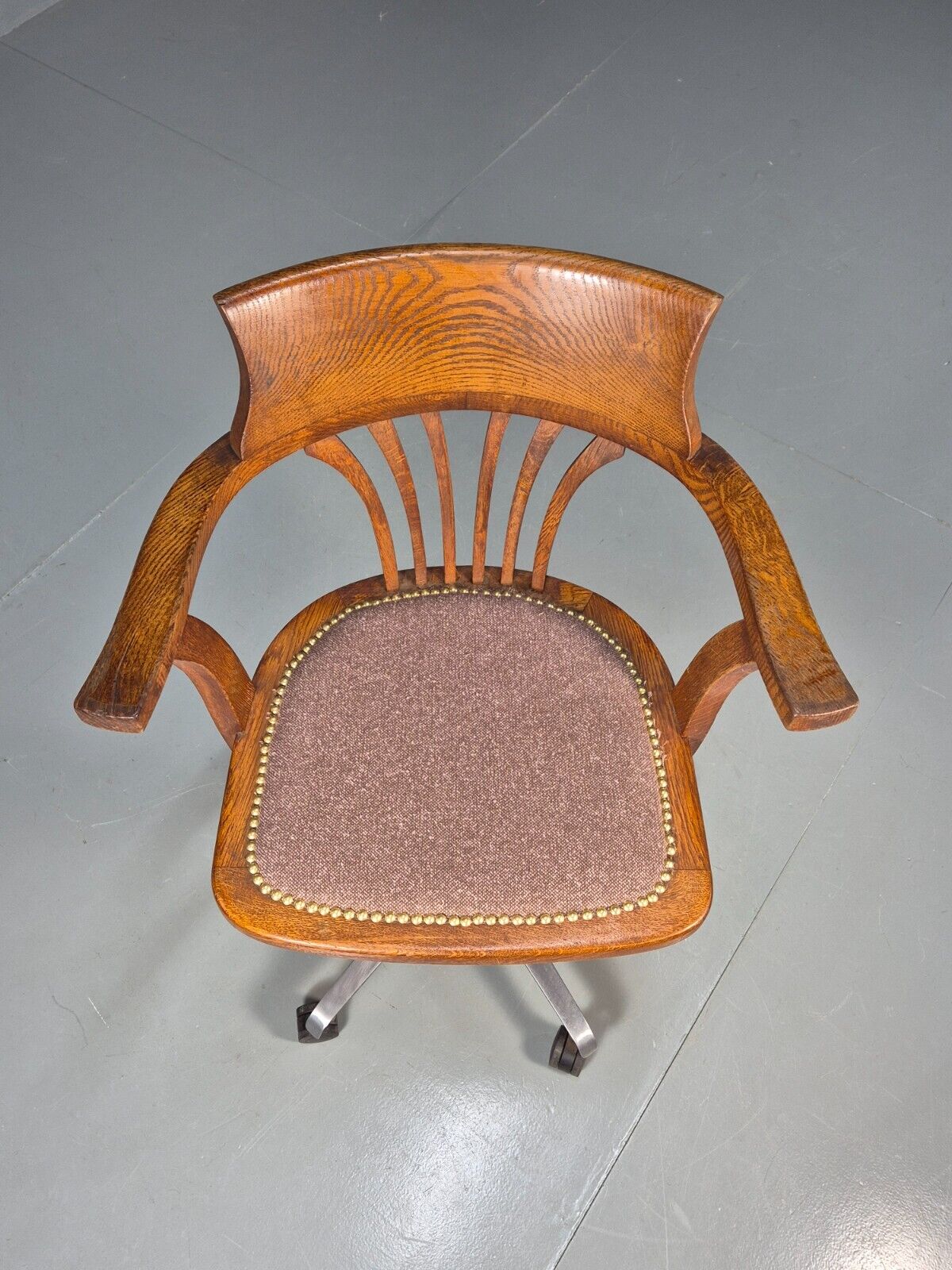 Vintage Office Chair Oak Polished Alloy 1950s EB8748 VWOO