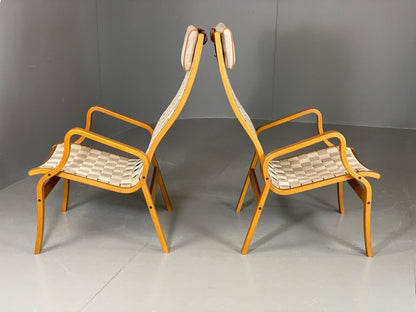 EB6140 Vintage Danish Bentwood Lounge Chairs Finn Østergard Style Beech MCM MBEN