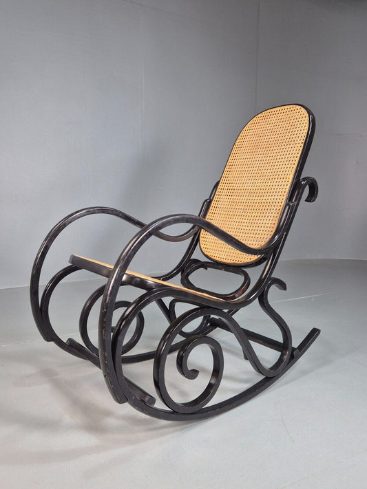 Vintage Rocking Chair Bergere Split Cane Bentwood Thonet Style 1970 EB7904 MBEN