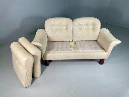 EB6778 Vintage Danish 2 Seat Sofa Cream Wool 1980s Retro MCM M2SS