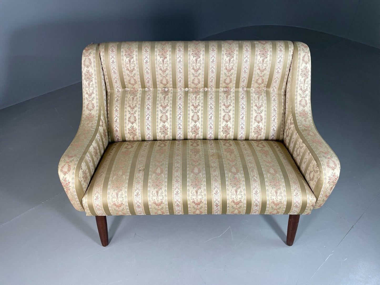 EB6947 Vintage Danish 2 Seat Sofa Cotton Upholstery Retro MCM M2SS