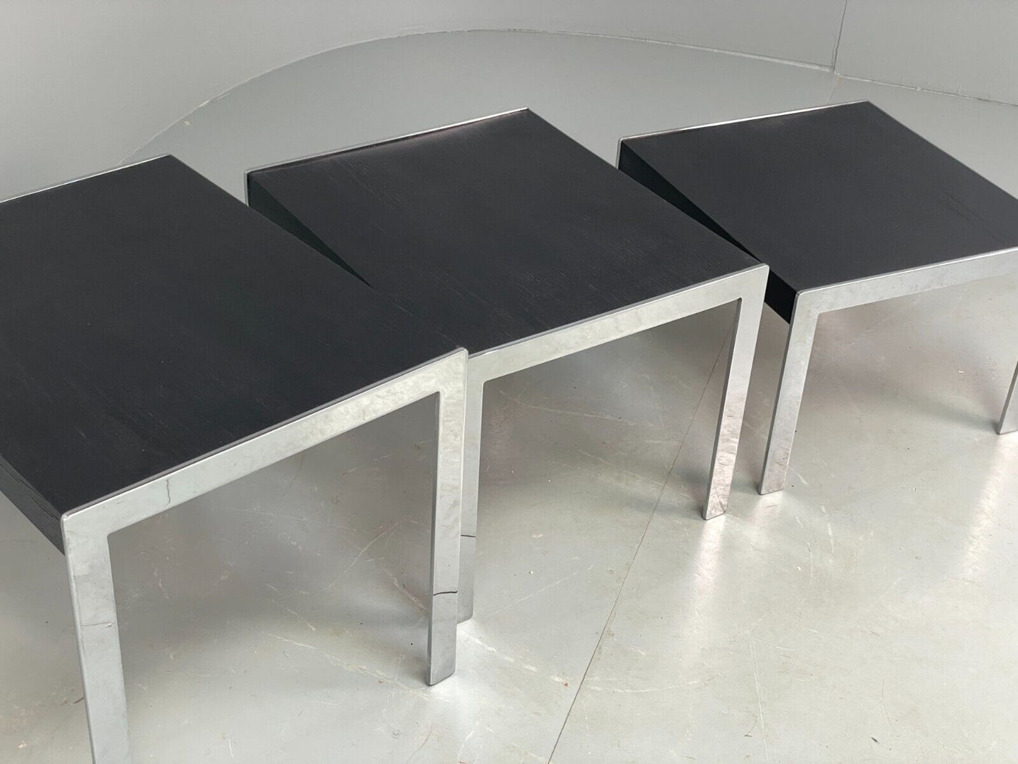 EB7135 Contemporary Nest Of Tables In Black Painted Ash and Chrome MWOO