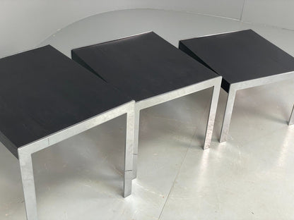 EB7135 Contemporary Nest Of Tables In Black Painted Ash and Chrome MWOO