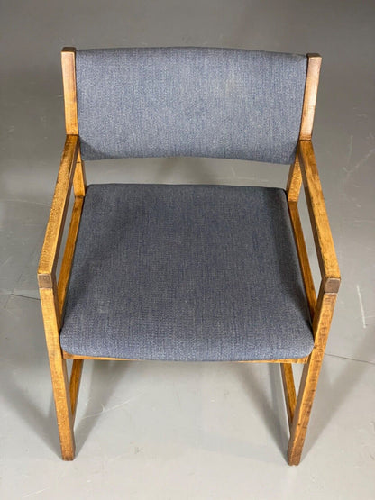 EB6149 Vintage Elbow Chair by Slagelse Oak Blue Cotton Danish Lounge MDIN