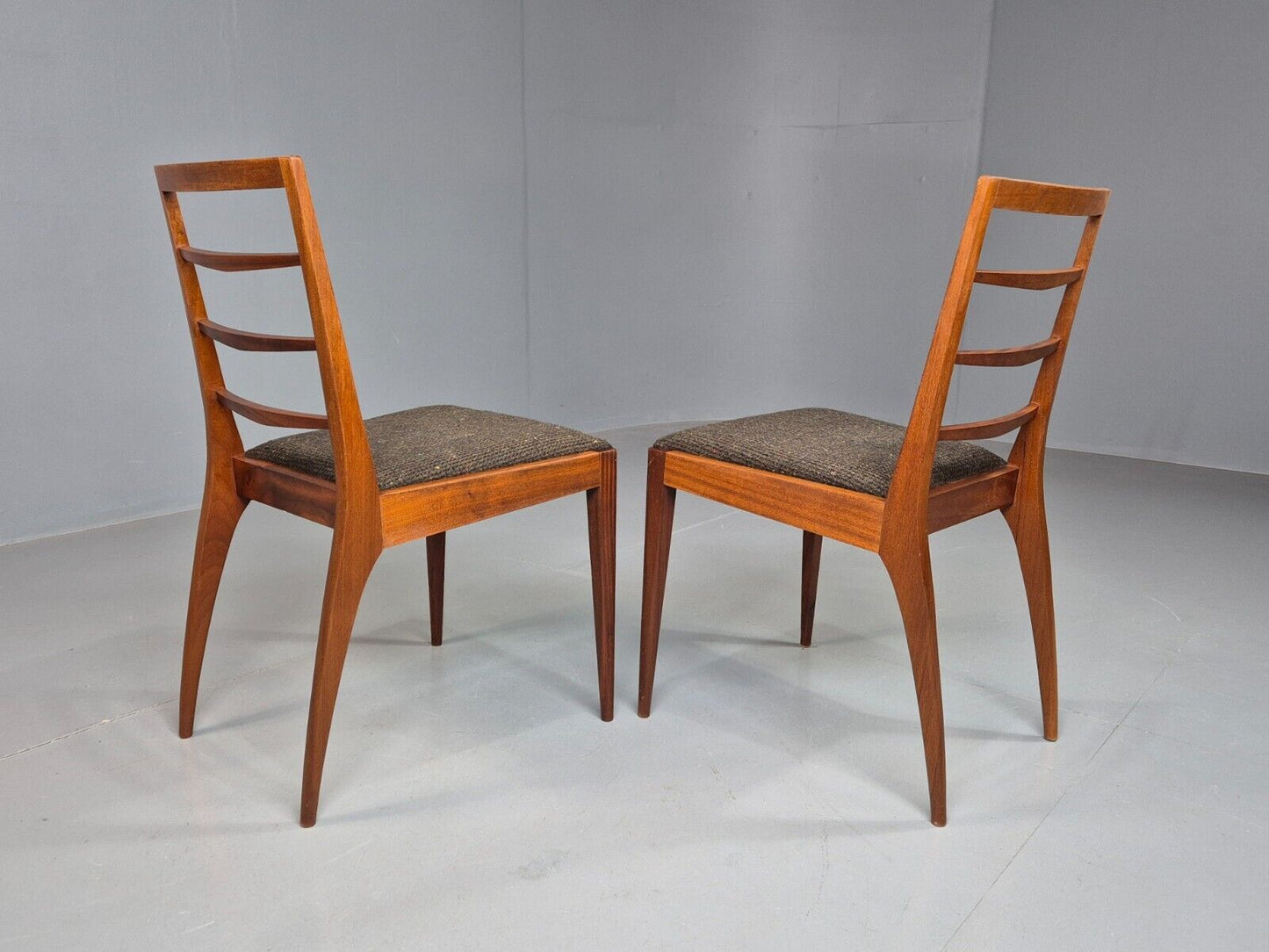 2 Vintage Dining Chairs Green Seats Teak Mcintosh 1960s Retro MCM EB8434 MDIN