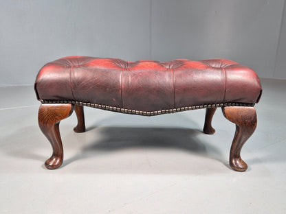 Vintage Footstool Oxblood Leather Chesterfield Style Antique Style EB8186 VCHE