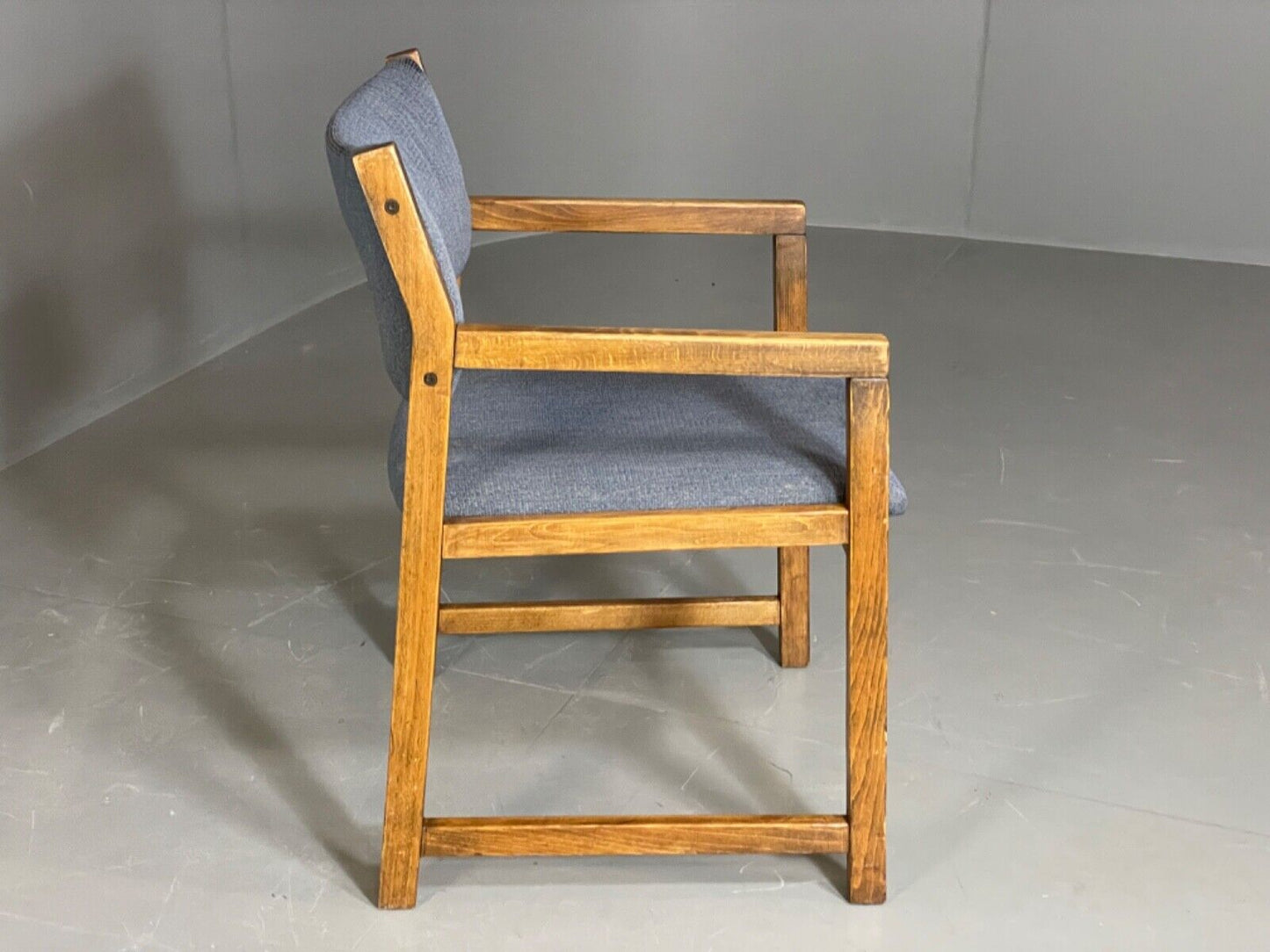 EB6148 Vintage Elbow Chair by Slagelse Oak Blue Cotton Danish Lounge MDIN