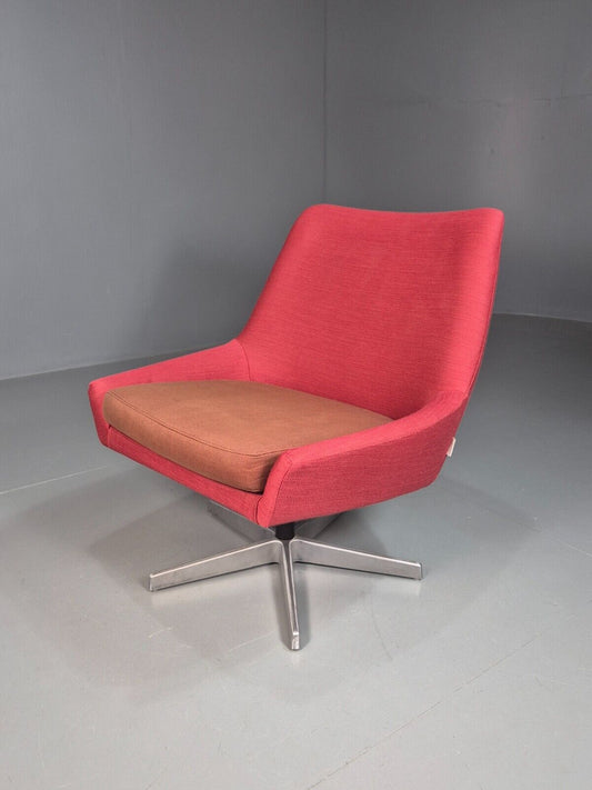 Vintage Swedish Swivel Chair Red Wool Ihreborn 1970s Retro EB7900 MSWI