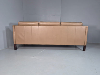 Vintage Danish 3 Seat Sofa Caramel Leather Mogensen Style Retro MCM EB7612 M3SS