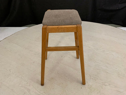 EB2360 Beech Stool with Beige Wool Seat Cushion Vintage Kitchen Dining Bar MDIN