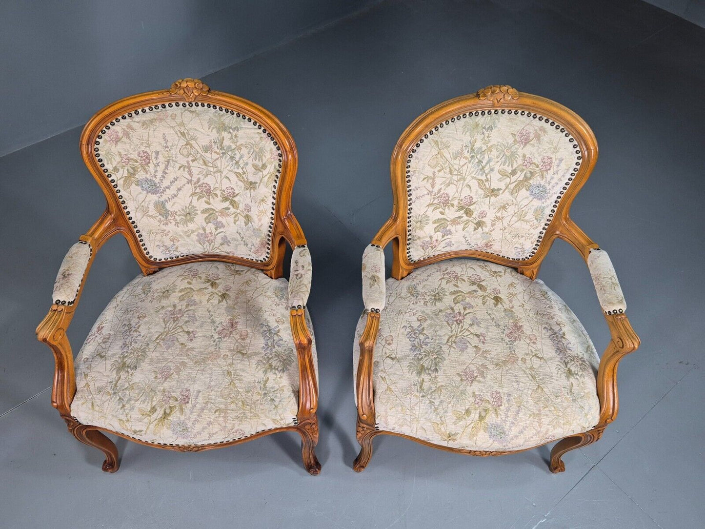 2 Vintage Danish Fauteuil Lounge Chairs Louis XVI Style 1970s Built  EB7606 VCLO