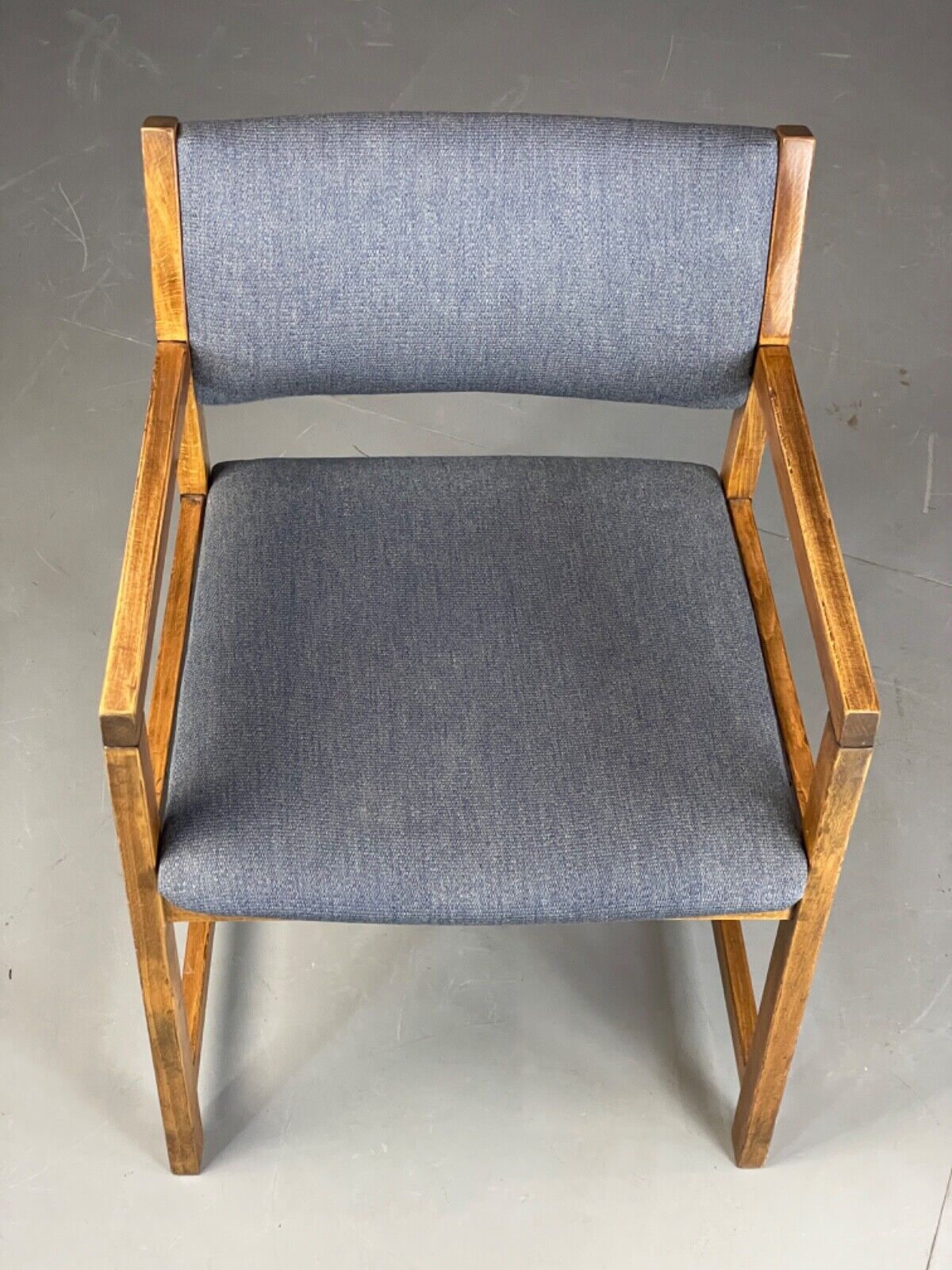 EB6163 Vintage Elbow Chair by Slagelse Oak Blue Cotton Danish Lounge MDIN