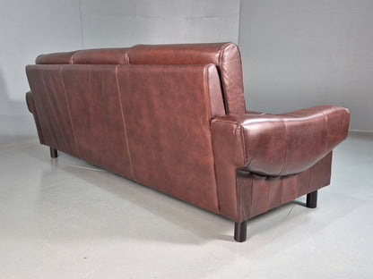 Vintage Danish 3 Seat Sofa Brown Leather 1970s Retro MCM EB7618 M3SS